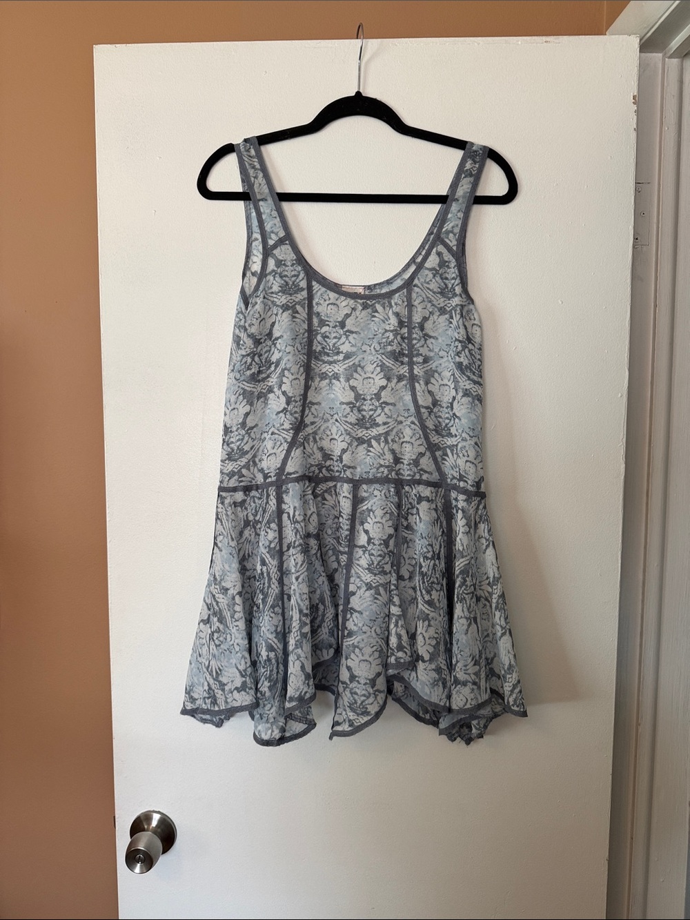 Intimately Free People Blue Floral Sleeveless Sheer Mini Dress